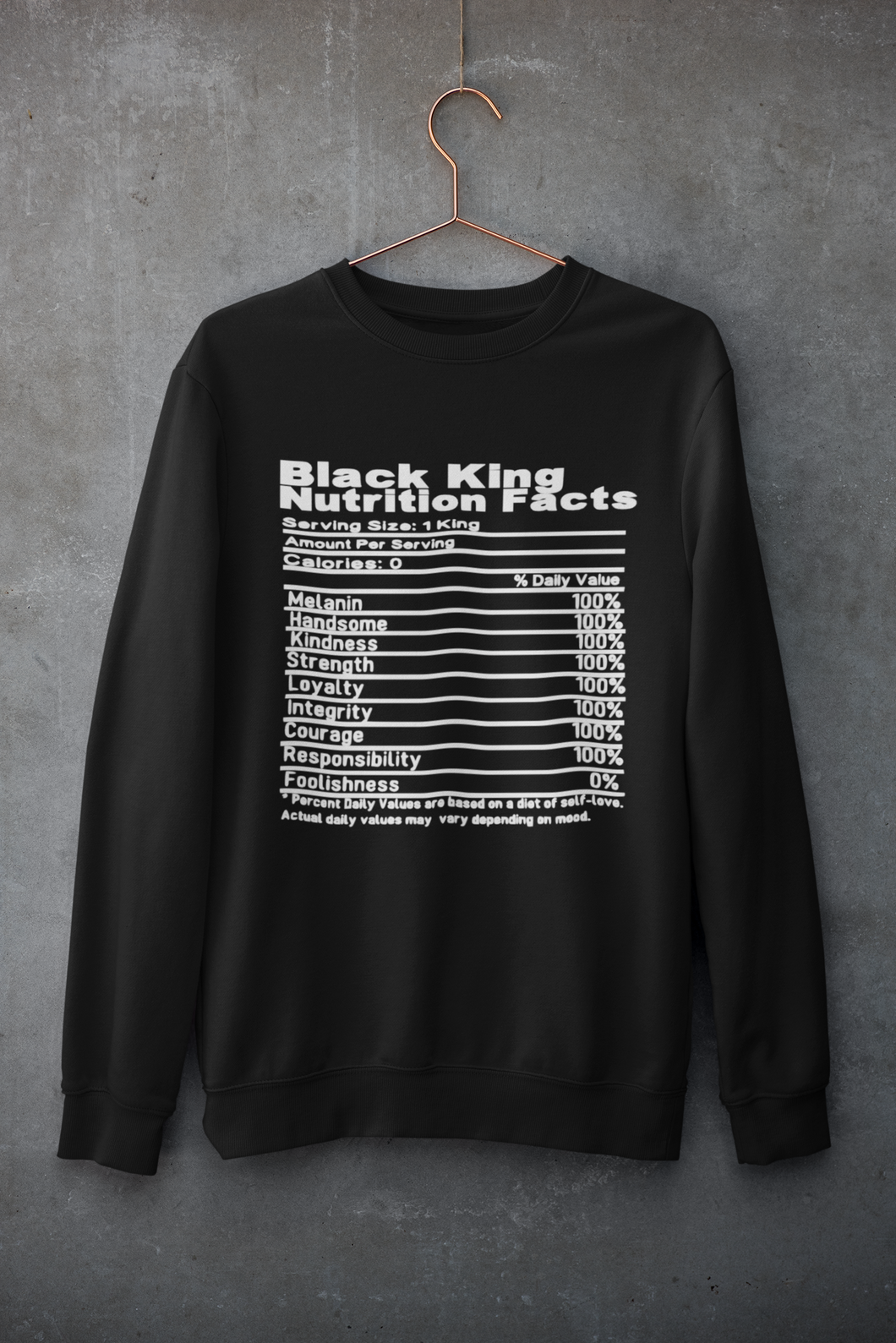 Black King Nutrition Facts Sweatshirt