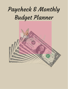 Paycheck & Monthly Budget Planner Printable Instant Download